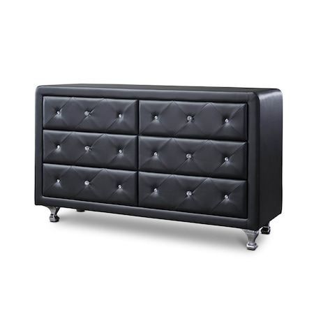 Baxton Studio Luminescence Black Faux Leather Upholstered Dresser 109-5421